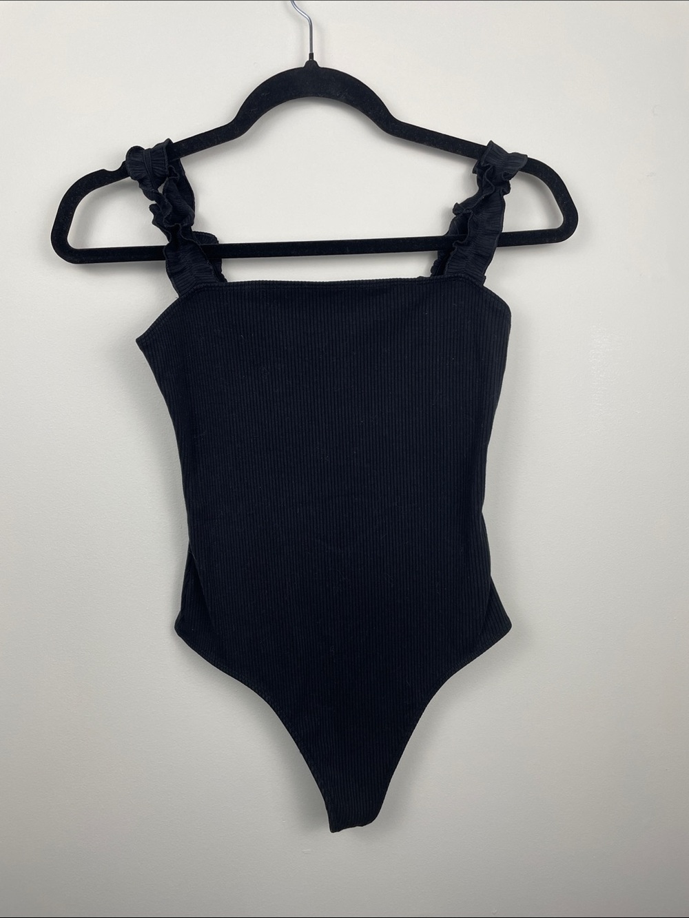 Sunday Best Black ruffle strap Bodysuit